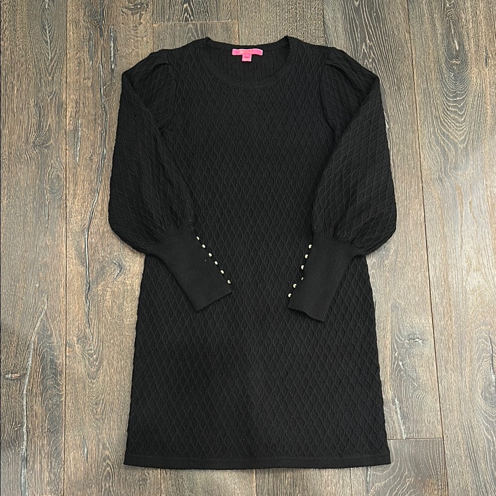 Lilly Pulitzer Black Knit Dress with Gold Button Accents